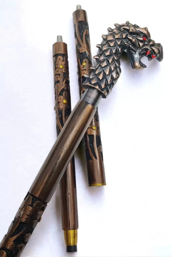 Vintage walking stick carved - stick,