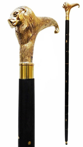 Solid brass lion head walking - head,
